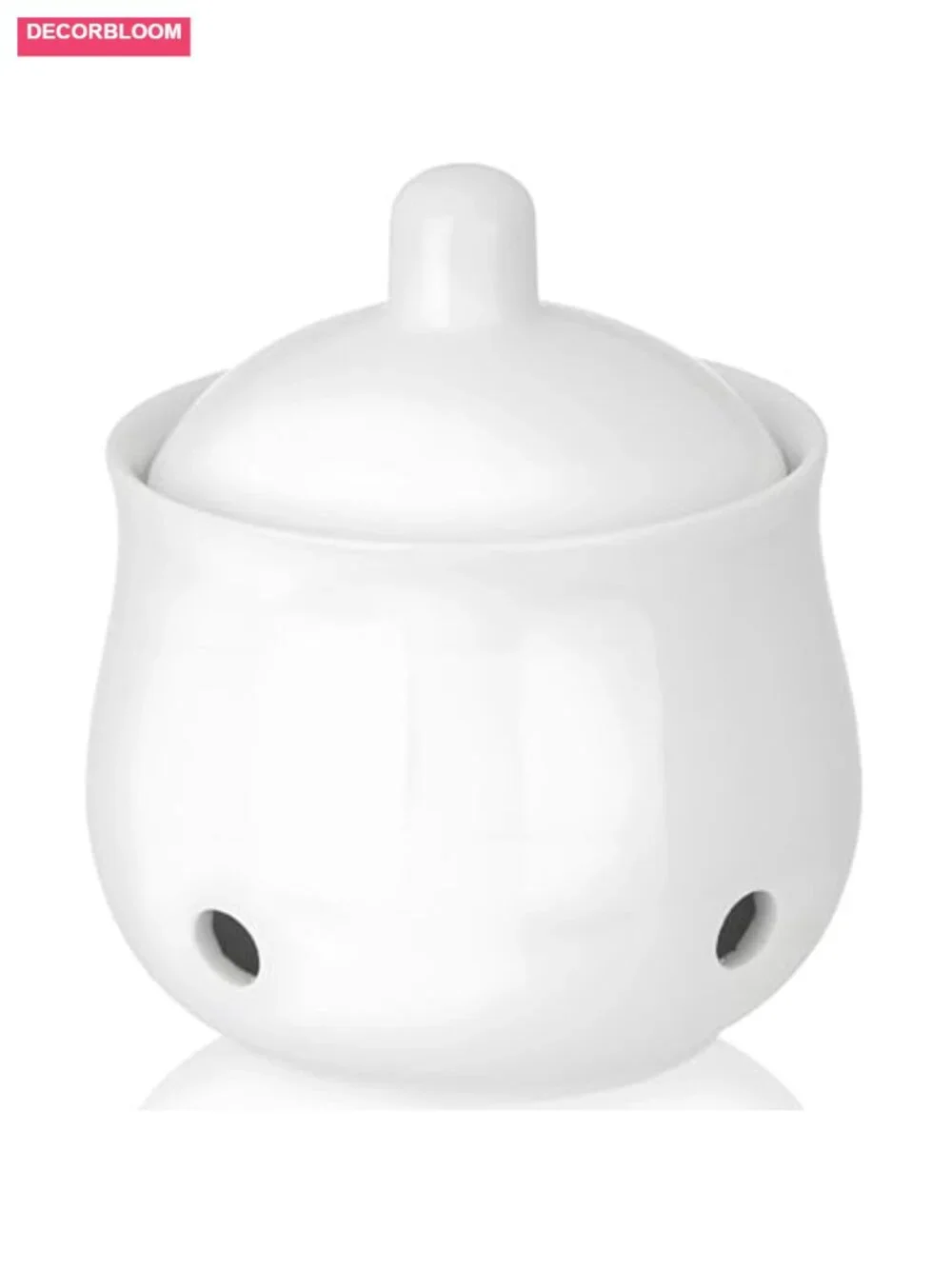 12 oz Ceramic Garlic Keeper with Ventilation Holes, White Kitchen Jar